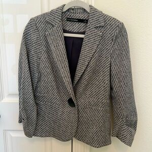 Iris Setlakwe grey tweed wool jacket. Fitted waste and pinched back.size 8.